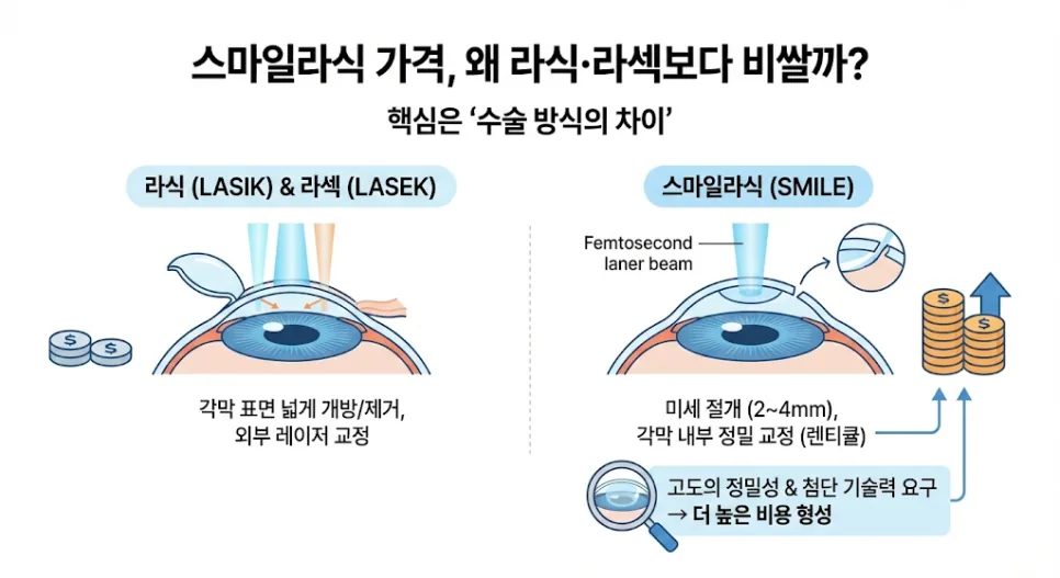 라식과 스마일라식의 비용 차이 안내