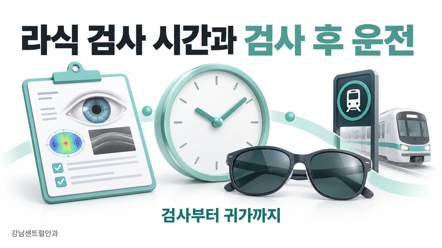 라식 검사 시간의 핵심을 설명하는 의료 일러스트