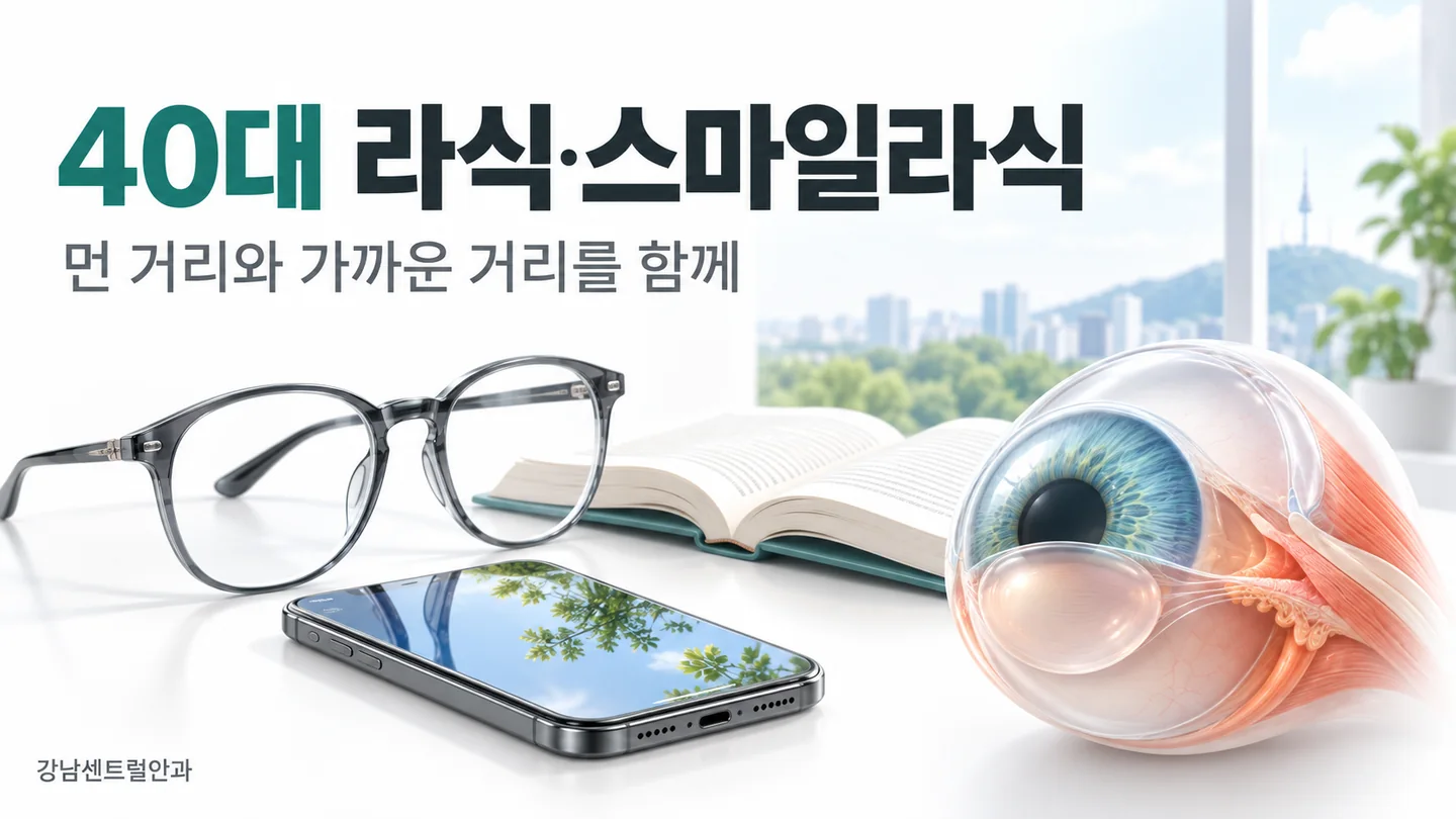 40대 라식의 핵심을 설명하는 의료 일러스트