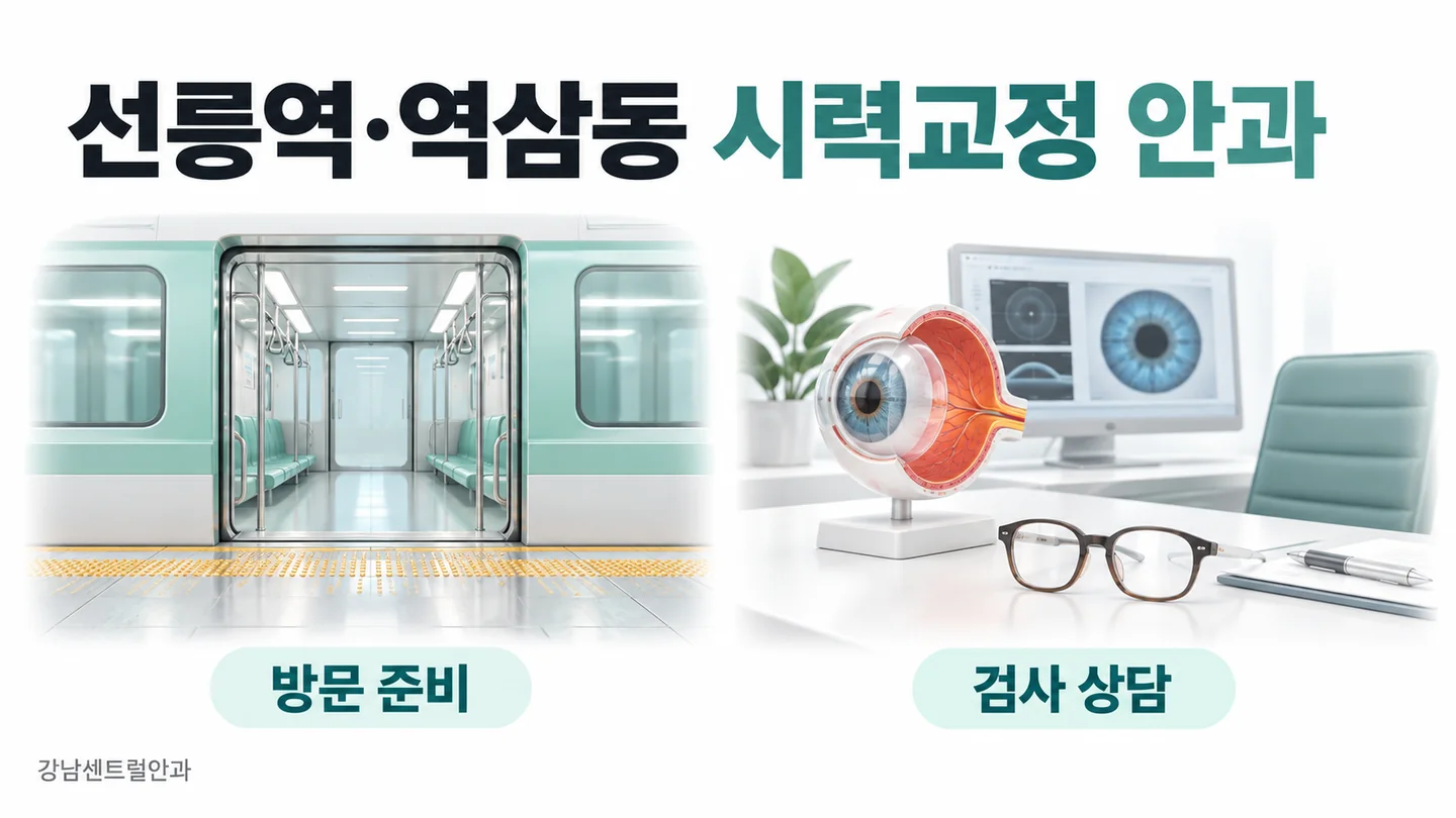 선릉역 시력교정 안과의 핵심을 설명하는 의료 일러스트